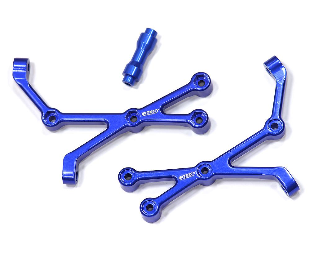 T7166BLUE Billet Machined Rear Bumper Mount (2) for Associated 1/8 SC8 Short Course Truck - Image 1