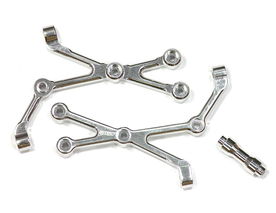 T7166SILVER Billet Machined Rear Bumper Mount (2) for Associated 1/8 SC8 Short Course Truck - Image 1