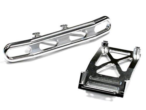 T7167SILVER Billet Machined Front Bumper for Team Associated 1/8 SC8 Short Course Truck - Image 1