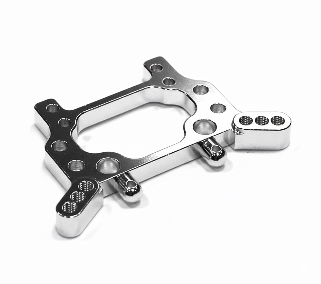 T7603SILVER Machined Alloy Rear Shock Tower for Team Associated 1/18 RC18T Truck - Silver - Image 1