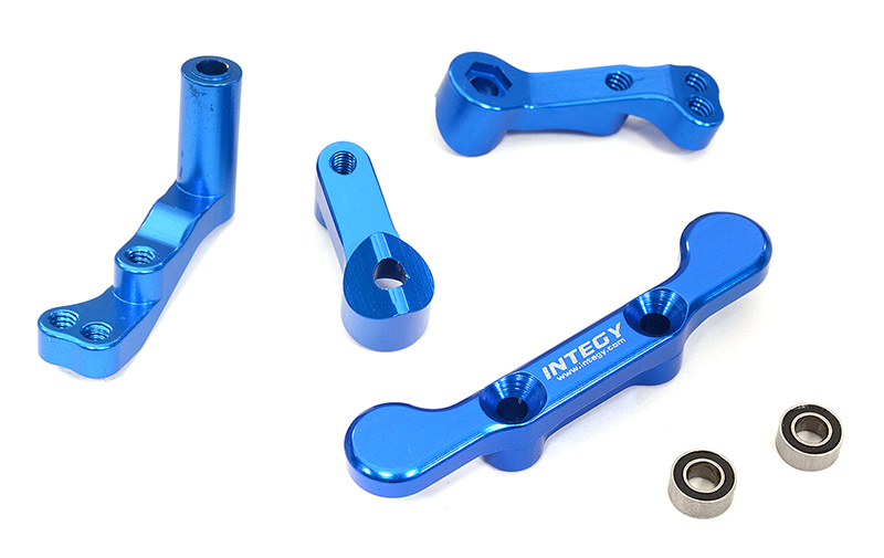 T7832BLUE Billet Machined Steering Saver + Bellcrank w/ Ball Bearings for Associated GT2 - Image 1