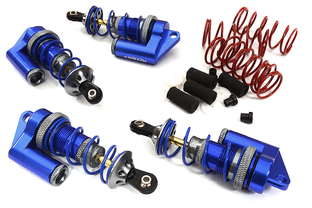 T7900BLUE Billet Machined MSR6 Blue Piggyback Shock (4) for Traxxas 1/10 Jato (L=81mm) - Image 1