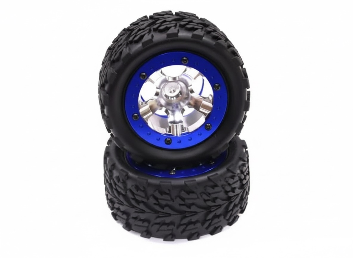 T7930BLUE Billet Alloy Type I Rear Wheel & Tire (2) for 1/10 Jato - Image 1