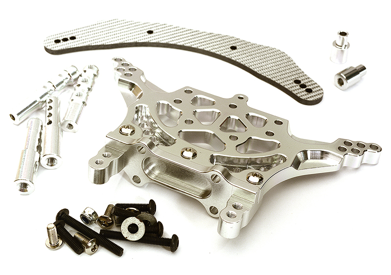 T8043SILVER 09 Rear Shock Tower for Traxxas 1/10 Electric Slash 2WD 3638 1914R - Image 1