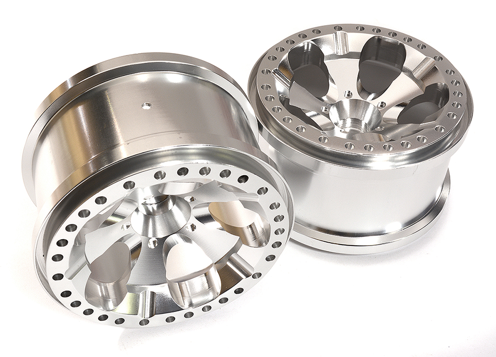 T8077SILVER V2 Billet Alloy Type I Rear Wheel for Traxxas Stampede 2WD & Rustler 2WD - Image 1