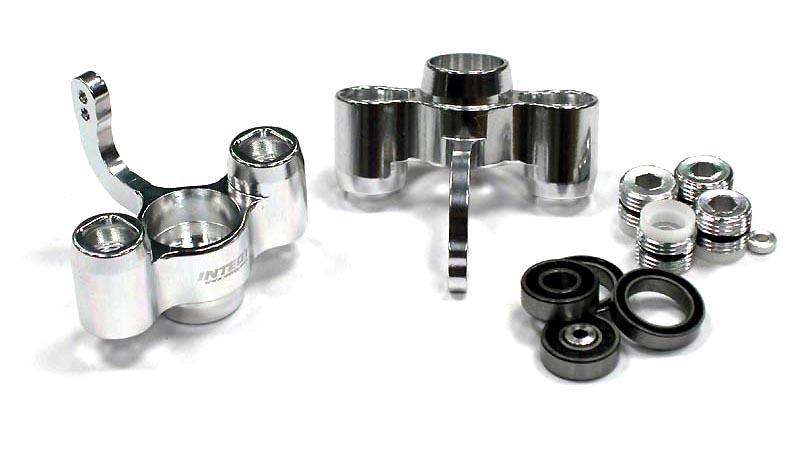 T8361SILVER Billet Machined Rear Steering Blocks for Associated Mini MGT 3.0 Monster Truck - Image 1