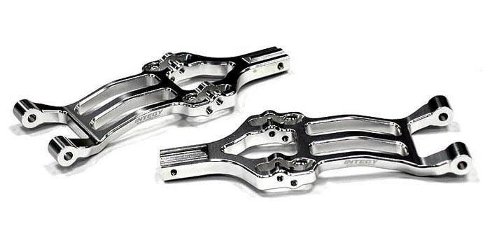 T8367SILVER Billet Machined Rear Lower Arm for Associated Mini MGT 3.0 Monster Truck - Image 1