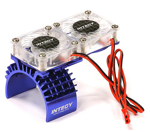 T8534BLUE Blue Motor Heatsink w/ Twin Cooling Fan for Traxxas 1/10 Scale Slash 4X4 (6808) - Image 1