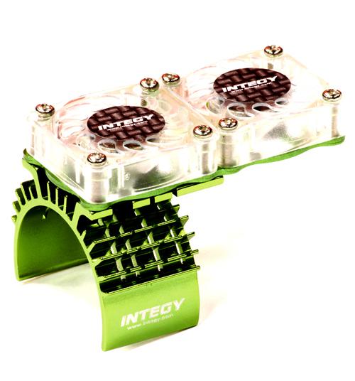 T8534GREEN Motor Heatsink + Twin Cooling Fan for Traxxas 1/10 Slash 4X4 (6808) - Image 1