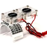 Silver Twin Cooling Fan w/ Motor Heatsink for Traxxas 1/10 Slash 4X4 (6808)