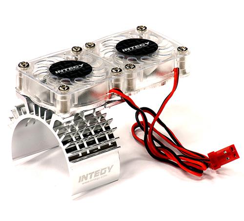 T8534SILVER Silver Twin Cooling Fan w/ Motor Heatsink for Traxxas 1/10 Slash 4X4 (6808) - Image 1