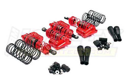 T8537RED Billet Machined XLS Piggyback Shock Set (4) for 1/10 Slash 4X4 (6808)(L=87/98mm) - Image 1