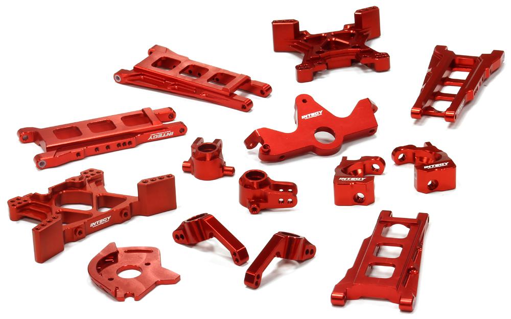 T8595RED Billet Machined T2 Conversion Kit for 1/10 Stampede 4X4 & Slash 4X4 (non-LCG) - Image 1