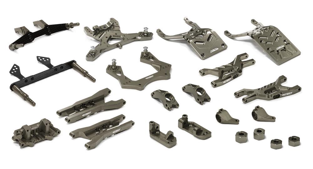 T8651GREY Grey Billet Machined Complete Suspension Upgrade Kit for 1/10 Stampede 2WD - Image 1
