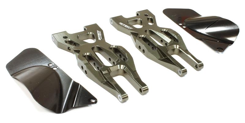 T8696GREY Billet Machined Front Lower Suspension Arm for HPI 1/10 Bullet MT & Bullet ST - Image 1