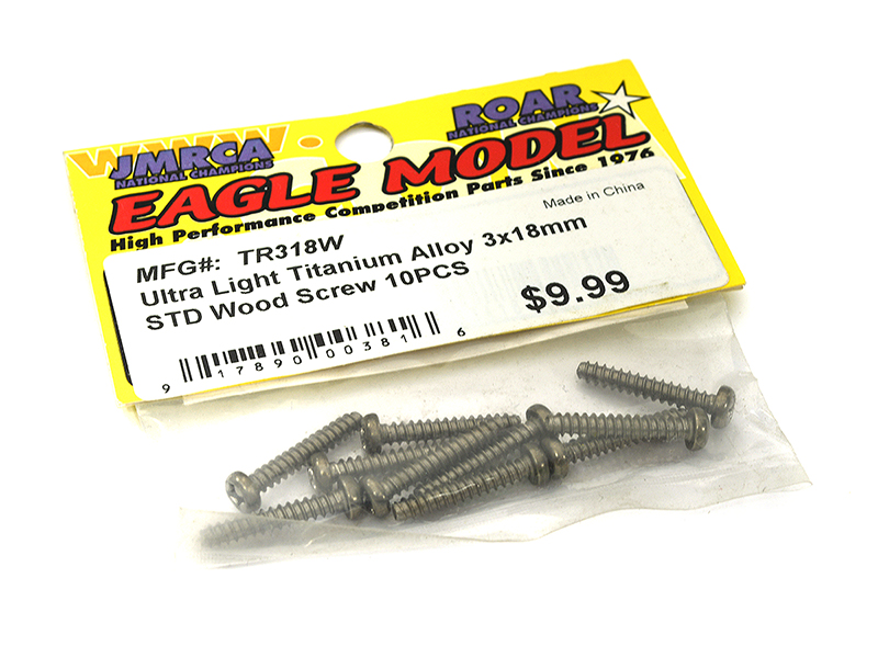 TR318W Ultra Light Titanium Alloy 3x18mm STD Wood Screw 10PCS - Image 1